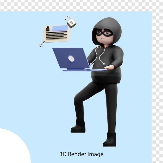 illustrazione 3d Account di hacking della criminalità informatica