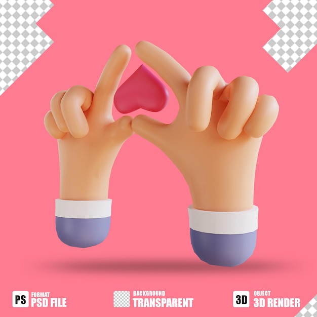 Illustrazione 3D amore e mano 16 adatta per san valentino