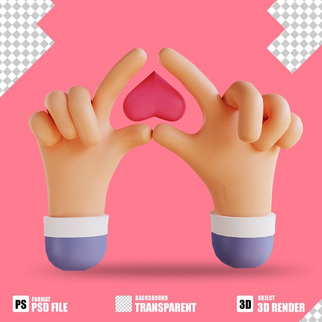 Illustrazione 3D amore e mano 2 adatta per san valentino