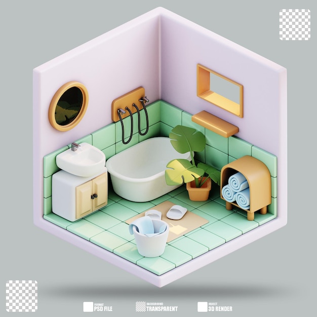 Illustrazione 3D Bagno