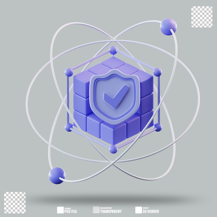 PSD illustrazione 3d blockchain sicura