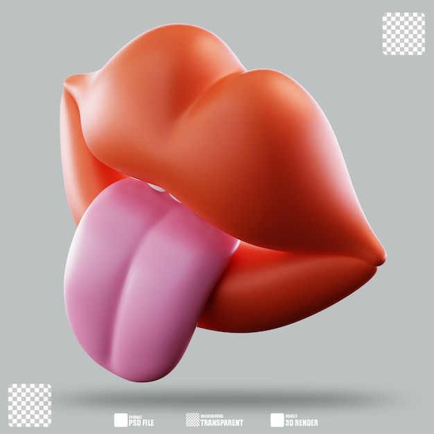 Illustrazione 3D Bocca e lingua 3