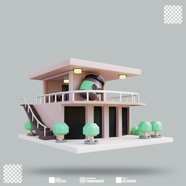 Illustrazione 3D caffetteria 2