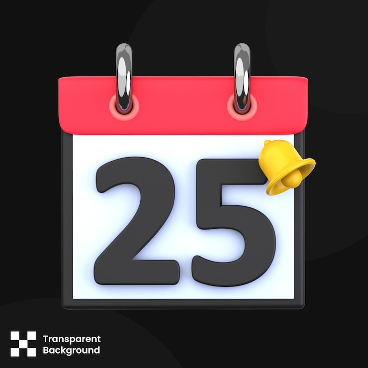 PSD illustrazione 3d calendario 25 data