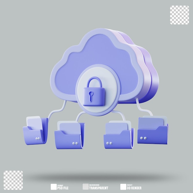 Illustrazione 3D Cloud Transfer Security 2