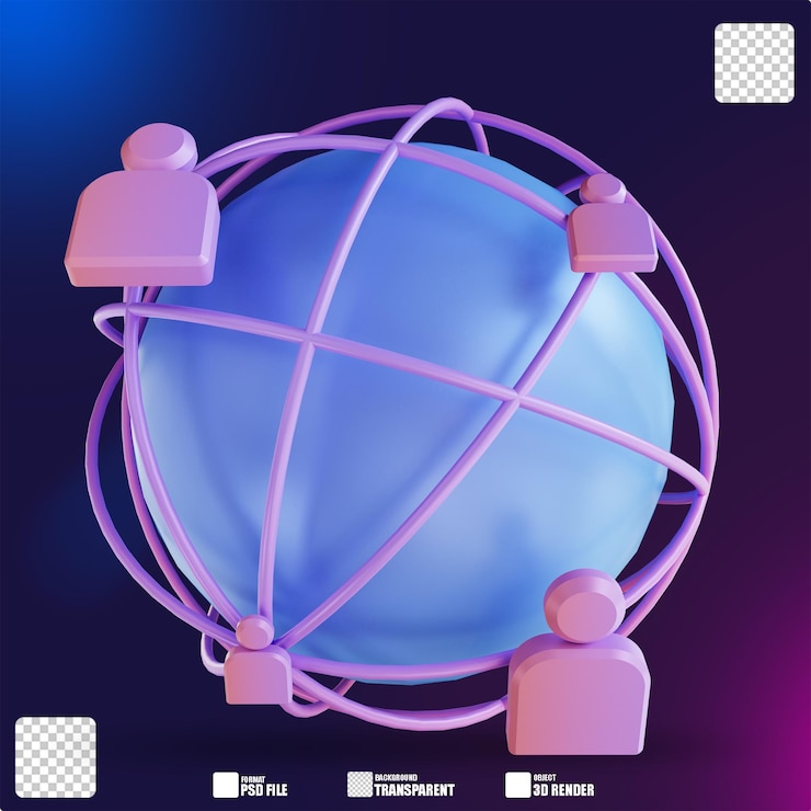 PSD illustrazione 3d colorato business globale