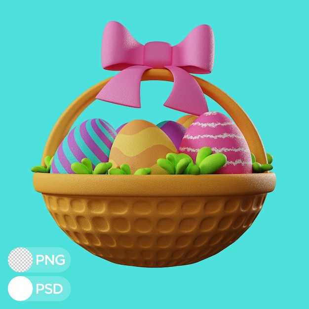 Illustrazione 3D Colorazione dell'uovo di Pasqua del cestino