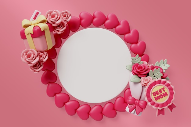 Illustrazione 3D con banner vuoto per le vendite del giorno delle madri