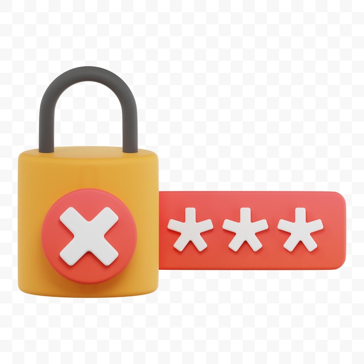 PSD illustrazione 3d con password errata