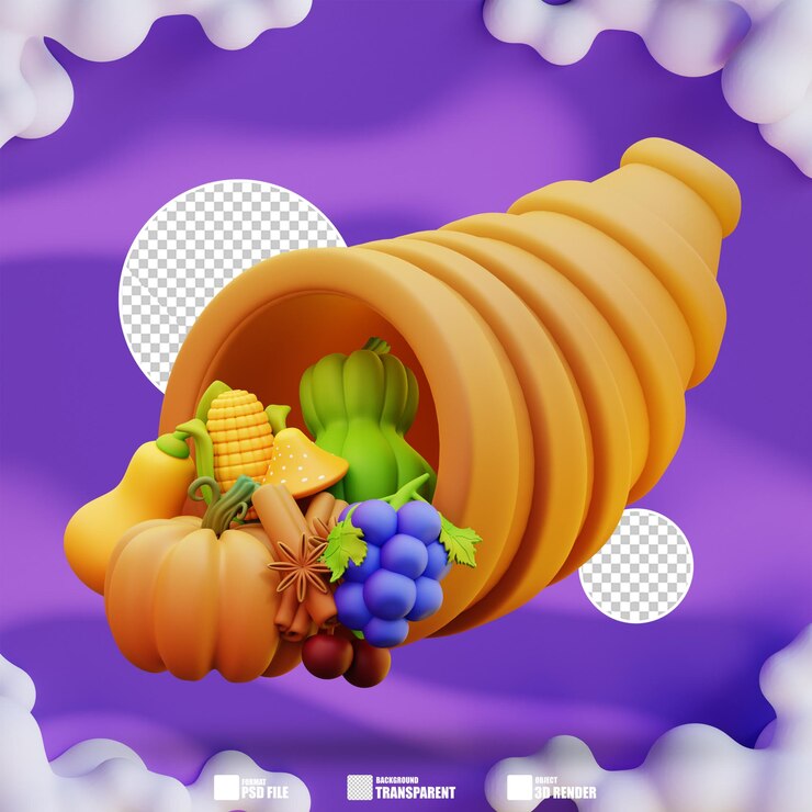 PSD illustrazione 3d cornucopia 1
