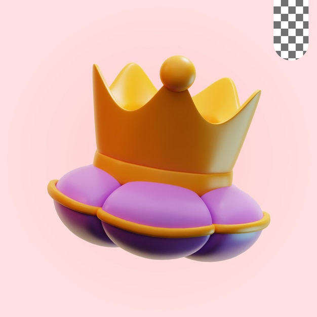 Illustrazione 3D Corona sul cuscino