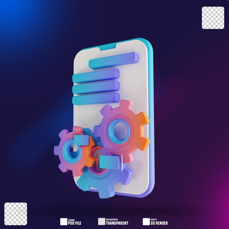 Illustrazione 3D dati analitici mobili 3