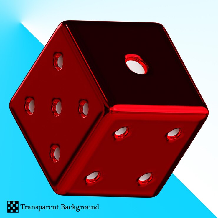 PSD illustrazione 3d dei dadi di metallo rosso