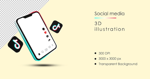 illustrazione 3d dei social media