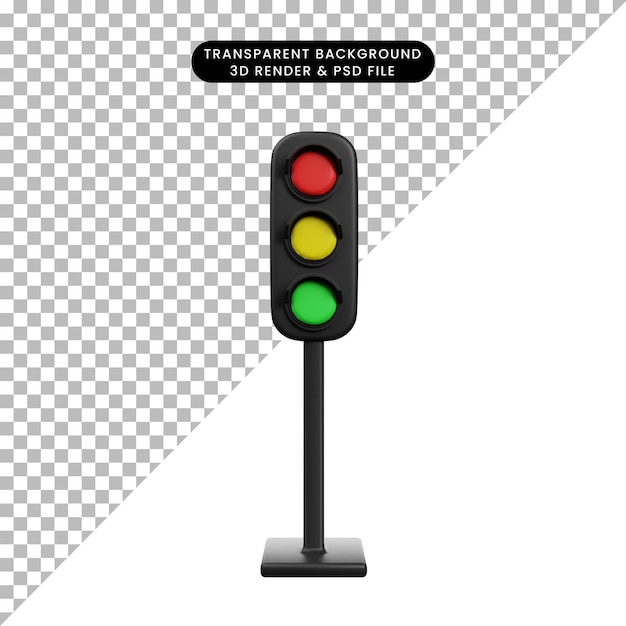 Illustrazione 3D del blocco stradale Iconica di rendering 3D del semaforo