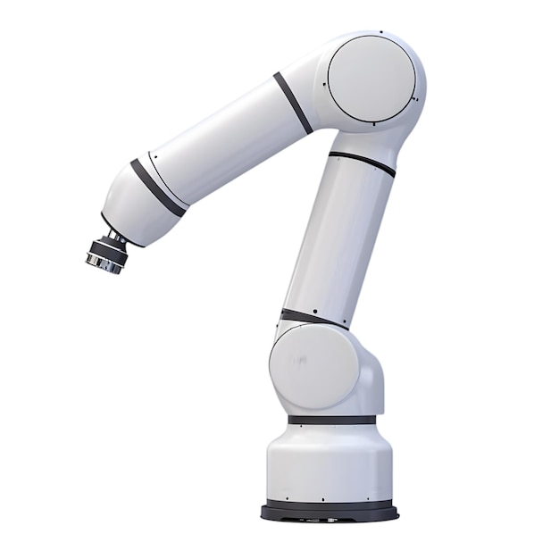 Illustrazione 3D del braccio robotico bianco del braccio di automazione industriale