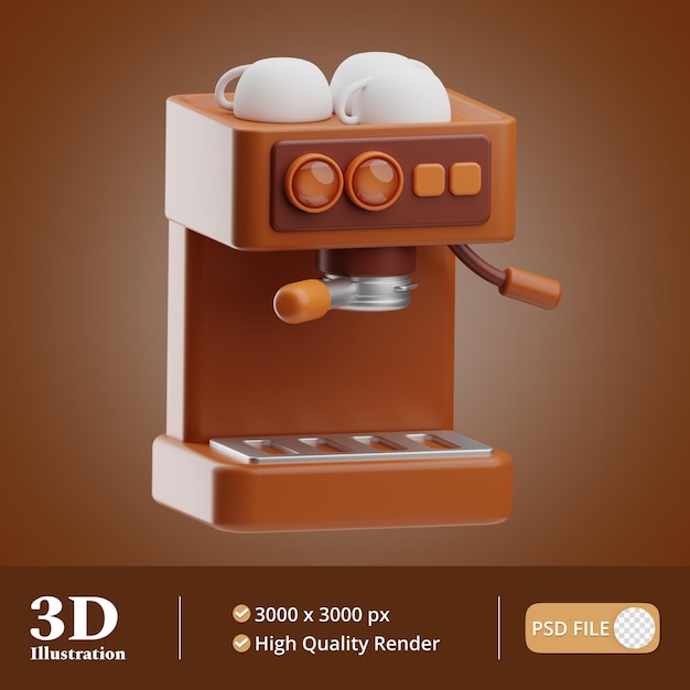 Illustrazione 3d del caffè della macchina dell'oggetto del caffè