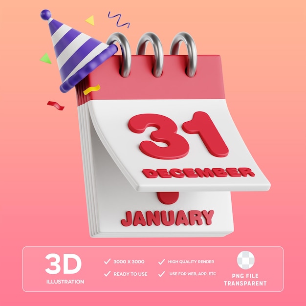 Illustrazione 3D del calendario PSD