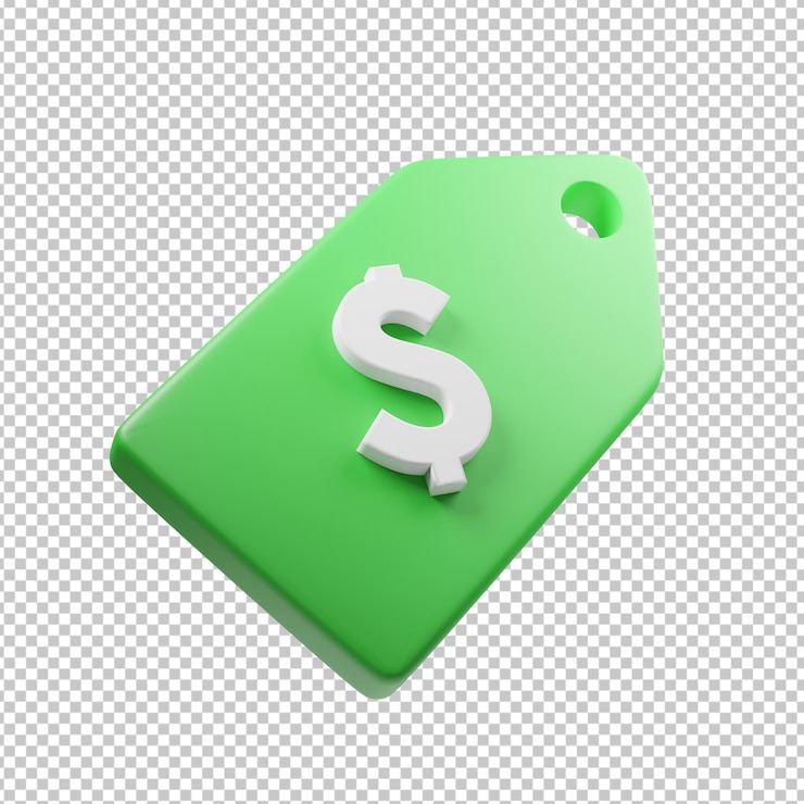 illustrazione 3d del cartellino del prezzo