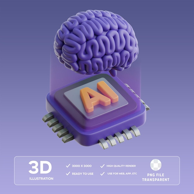 Illustrazione 3D del chip cerebrale PSD ai