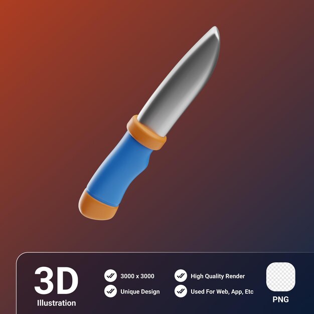 Illustrazione 3D del coltello per le indagini criminali