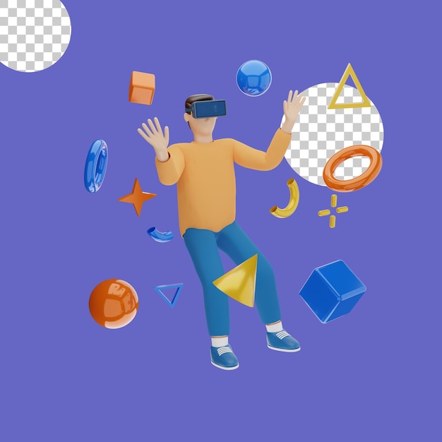 Illustrazione 3D del concetto di auricolare per realtà virtuale