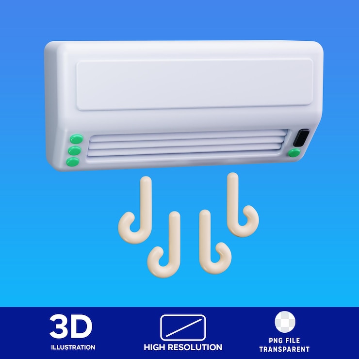 PSD illustrazione 3d del condizionatore d'aria psd