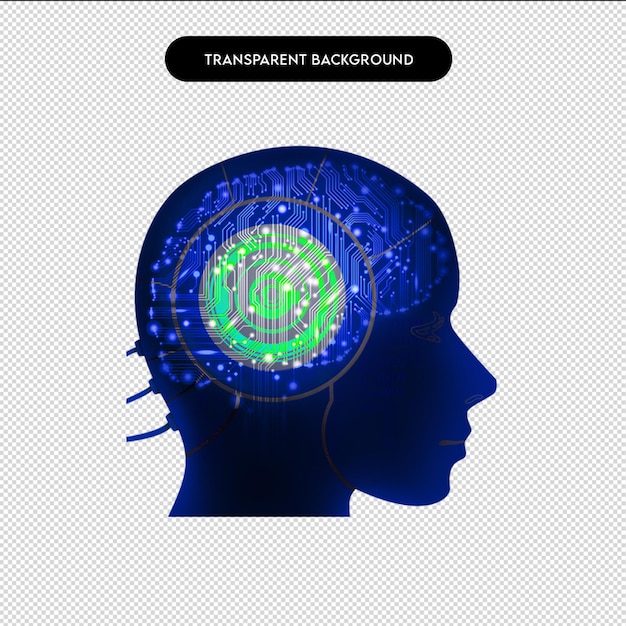Illustrazione 3d del contorno del cervello Il cervello nella testa L'illustrazione del concetto di organo del cervello cervello e razzo