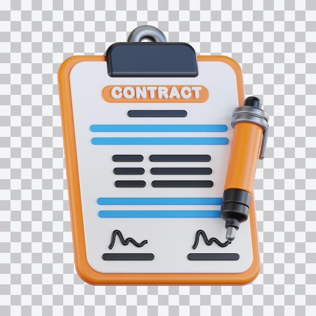 Illustrazione 3d del contratto