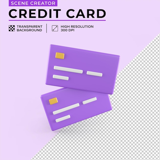 Illustrazione 3D del creatore della scena della carta di credito