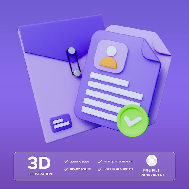 Illustrazione 3D del CV e del curriculum vitae