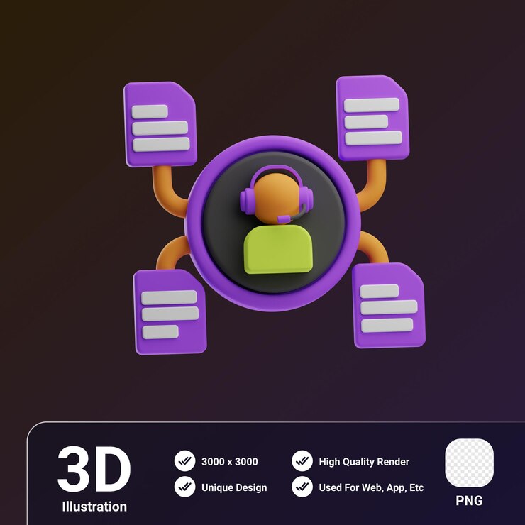 PSD illustrazione 3d del documento oggetto assistente virtuale