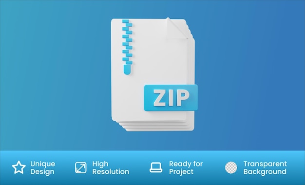 Illustrazione 3D del file zip