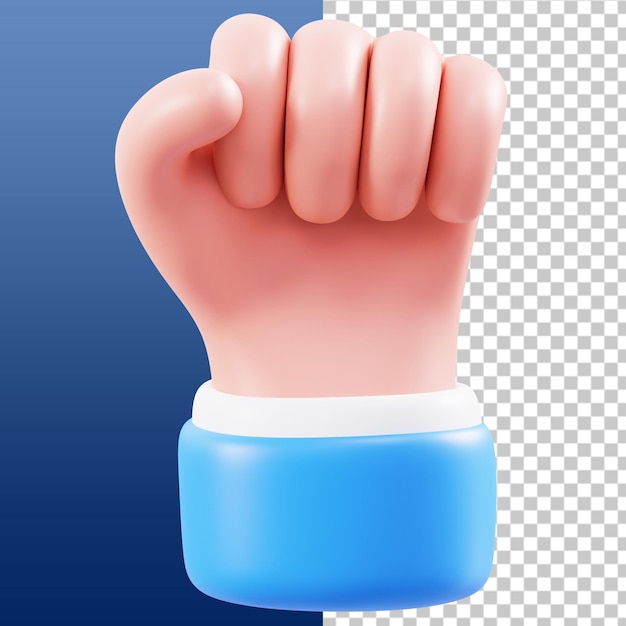 Illustrazione 3D del gesto della mano del pugno
