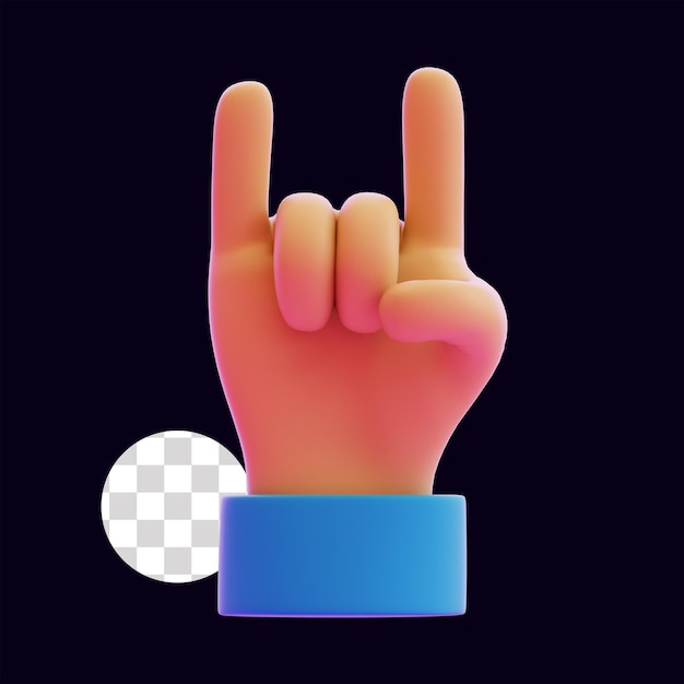 Illustrazione 3D del gesto della mano di Rockon