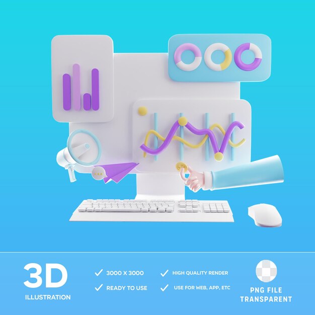 Illustrazione 3D del grafico di crescita PSD
