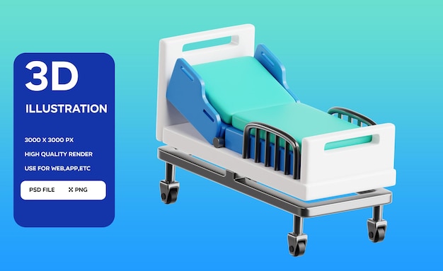 Illustrazione 3D del letto ospedaliero PSD