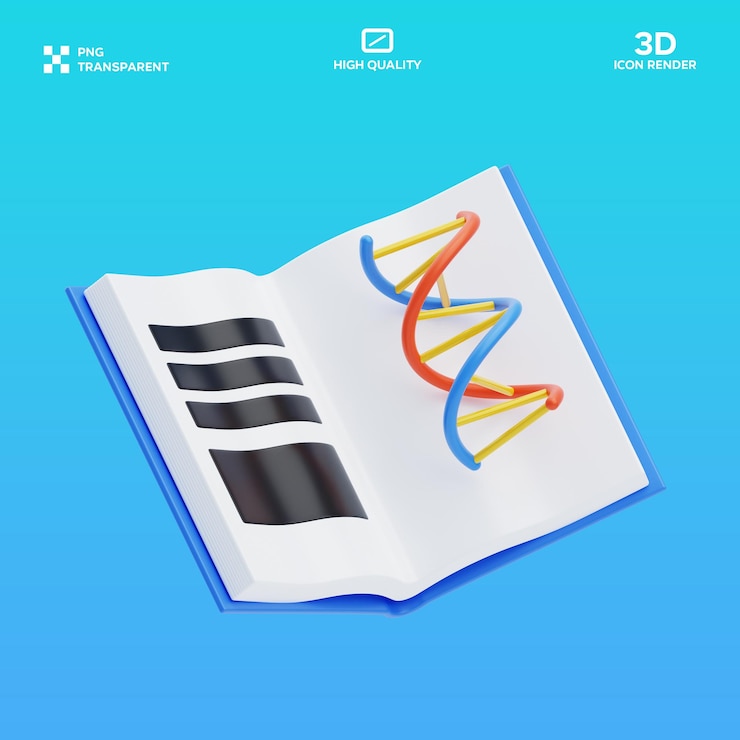 PSD illustrazione 3d del libro di scienze psd