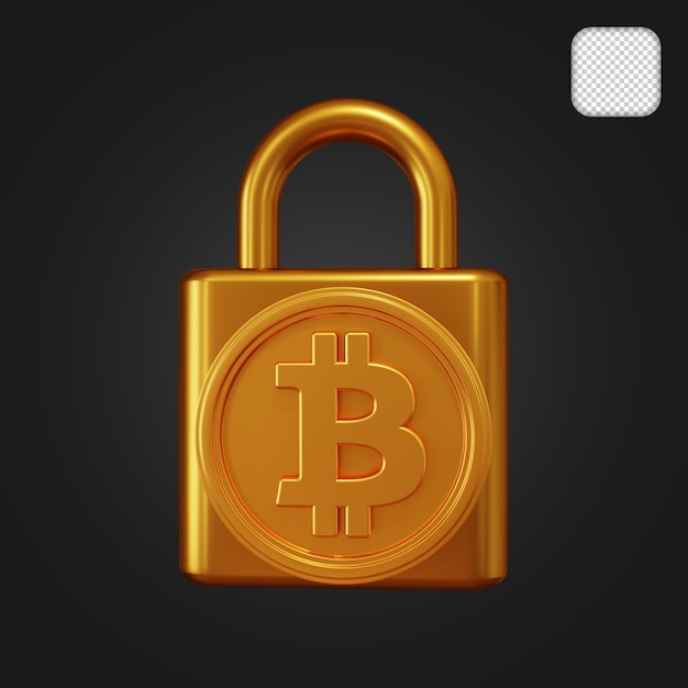 Illustrazione 3d del lucchetto Bitcoin