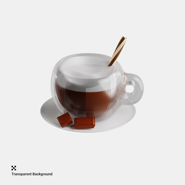 Illustrazione 3D del lusso del caffè al cioccolato per gli appassionati