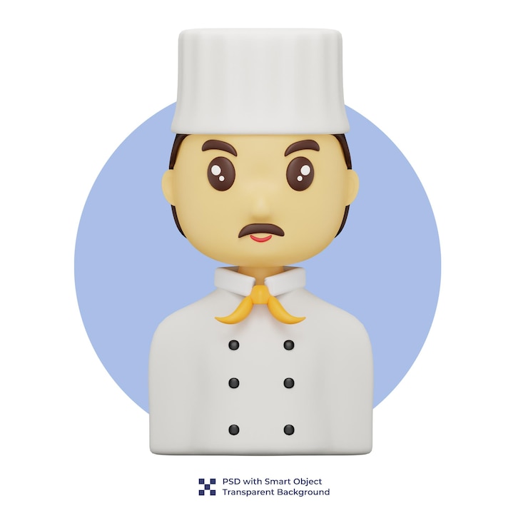 PSD illustrazione 3d del maestro di cucina dello chef