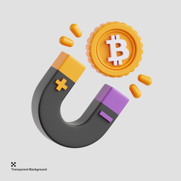 Illustrazione 3D del magnete bitcoin