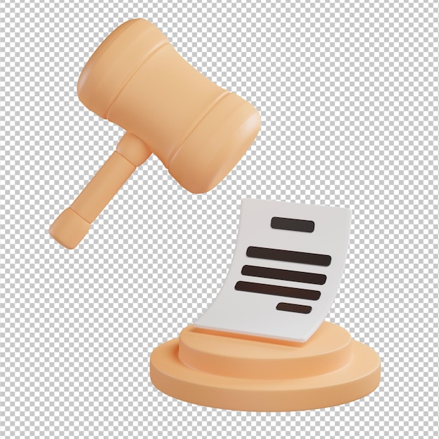 illustrazione 3d del martello della legge