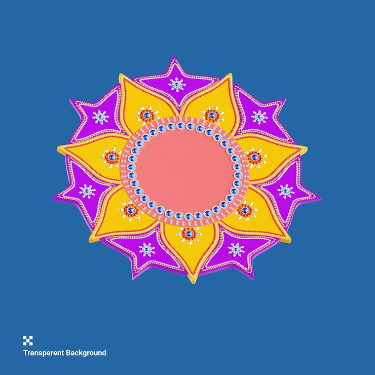 PSD illustrazione 3d del modello artistico diwali rangoli