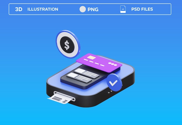 Illustrazione 3D del pagamento del telefono PSD