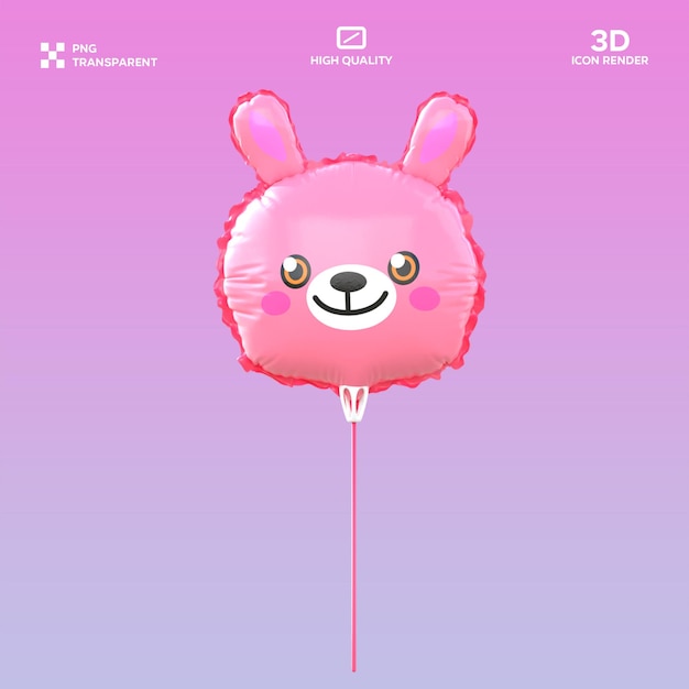 Illustrazione 3D del palloncino coniglietto PSD