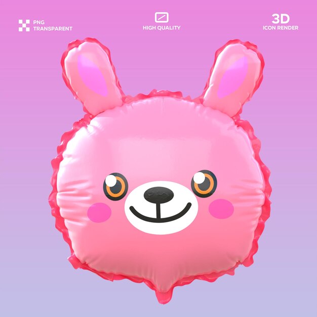 Illustrazione 3D del palloncino coniglietto PSD