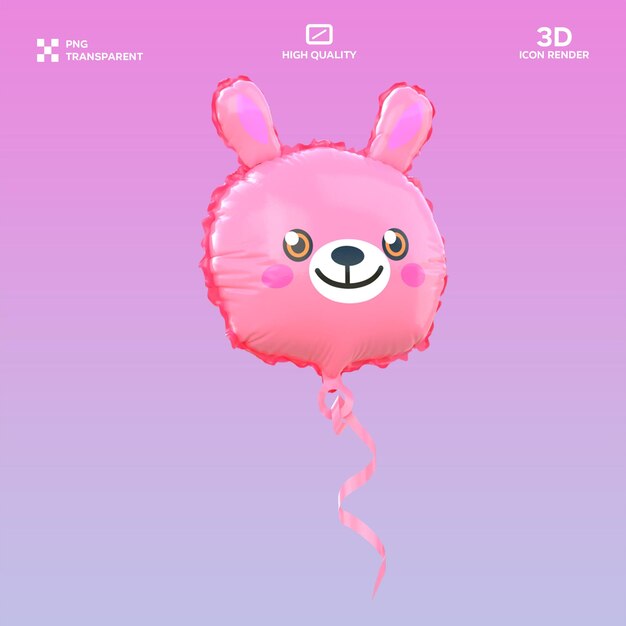 Illustrazione 3D del palloncino coniglietto PSD