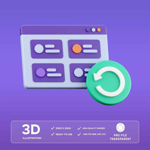Illustrazione 3D del pannello PSD ui