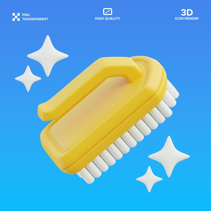 PSD illustrazione 3d del pennello di pulizia psd